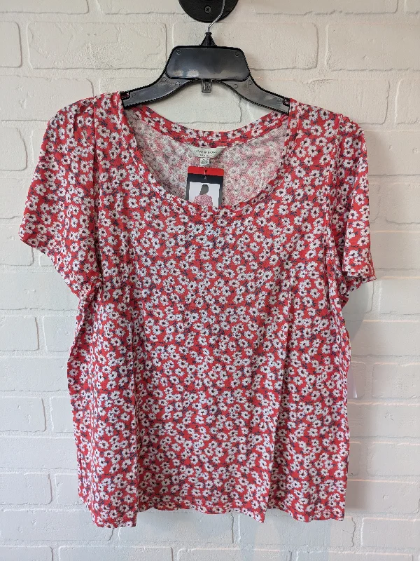 women's tops for those who want to add a personal touch to their wardrobe with unique and one-of-a-kind piecesTop Short Sleeve Basic By Lucky Brand In Red & White, Size: M