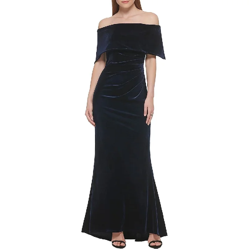 Laced DressVince Camuto Womens Velvet Off-The-Shoulder Evening Dress