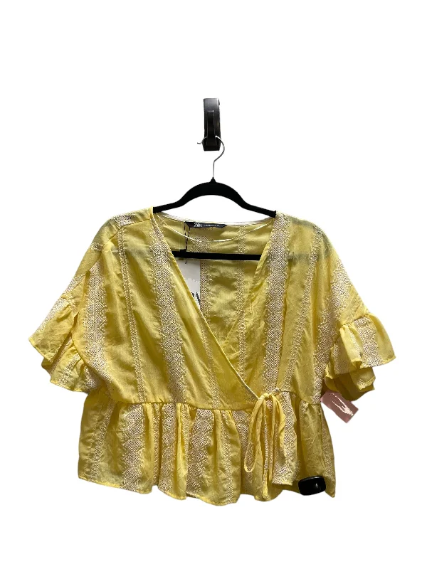 chic women's tops for everyday wearTop Short Sleeve By Zara In Yellow, Size: M