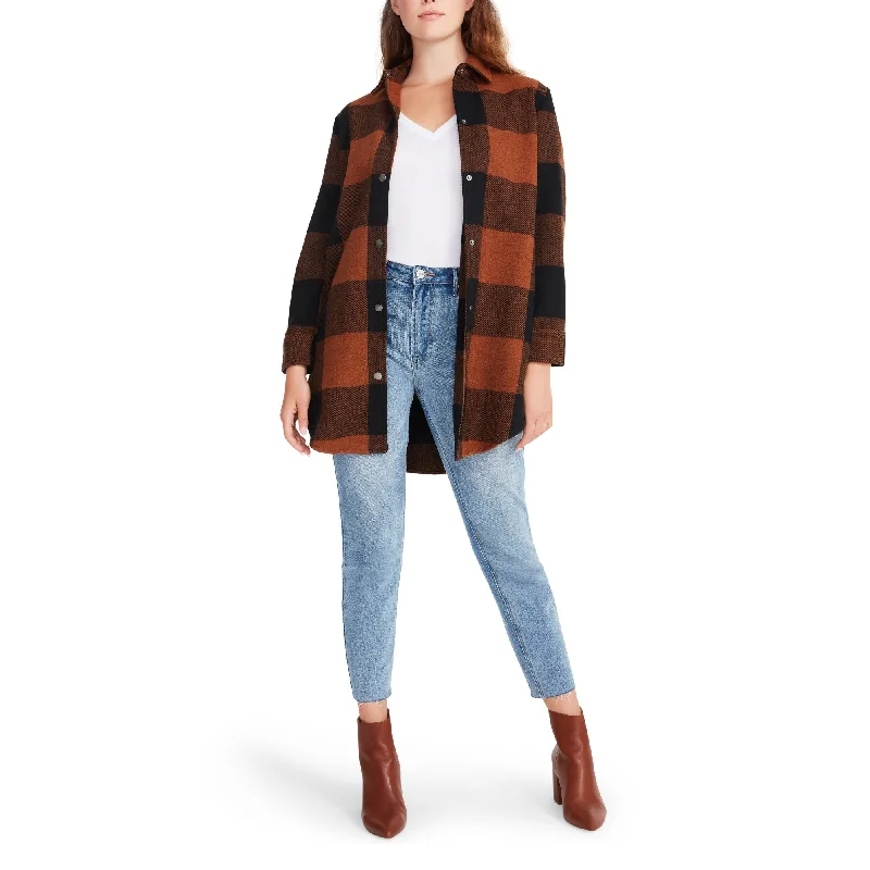 women's coats with sequin embellishmentsEldridge Plaid (Cognac)