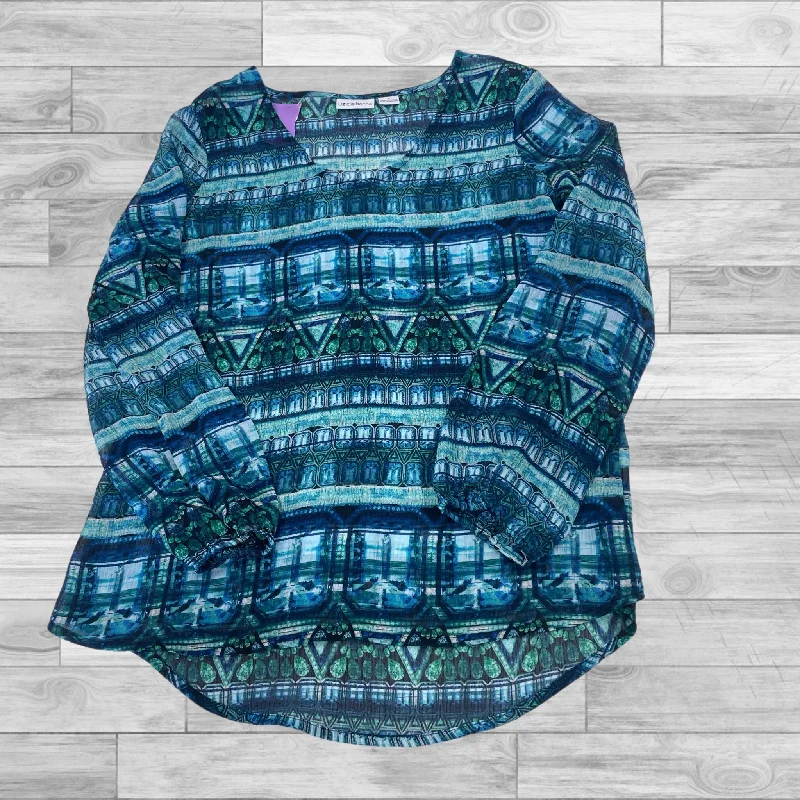 women's tops for smart casual looksTop Long Sleeve By Liz Claiborne In Blue & Green, Size: M