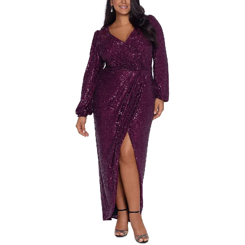 Sequined DressXscape Womens Plus Sequined Surplice Evening Dress