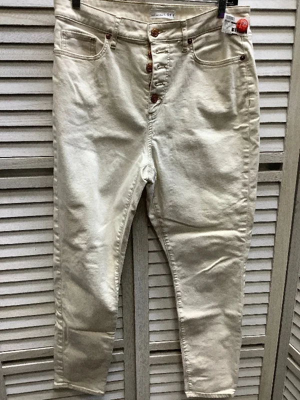 women's denim jeans with adjustable waistbandsWhite Denim Jeans Skinny Loft, Size 10