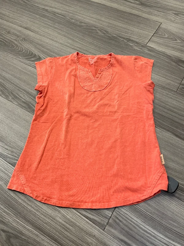 women's tops with built-in brasTop Short Sleeve By Woolrich In Orange, Size: S