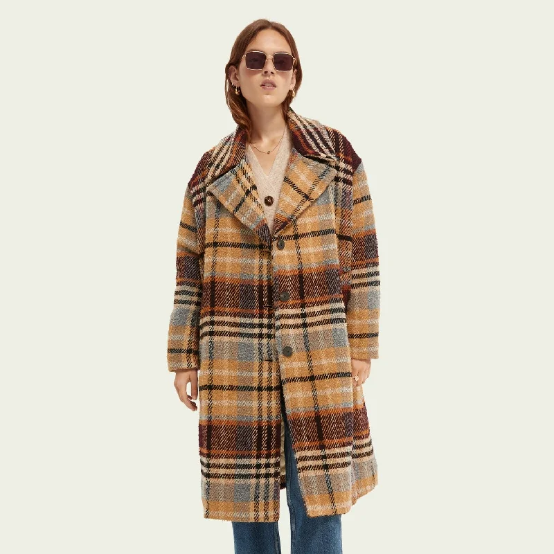 women's coats with zippersOversized Plaid Bouclé Coat