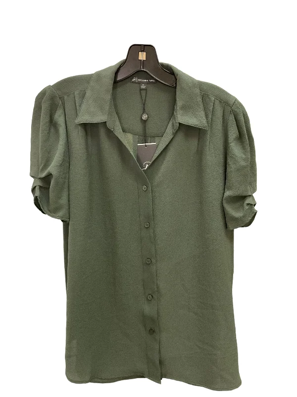 women's tops with bell sleevesTop Short Sleeve By Adrianna Papell In Green, Size: M