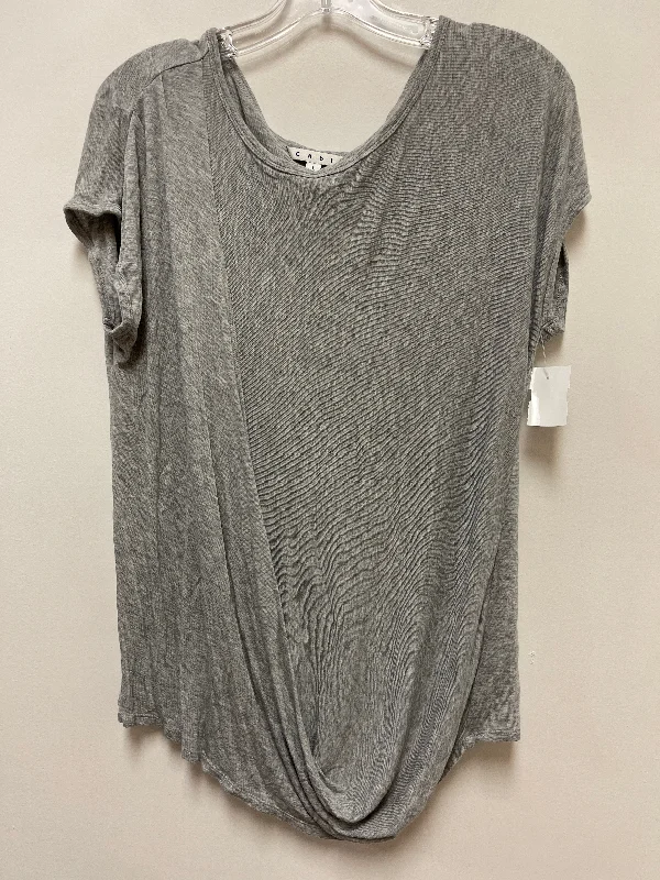 women's tops for those who love to mix and match prints and patternsTop Short Sleeve By Cabi In Grey, Size: L