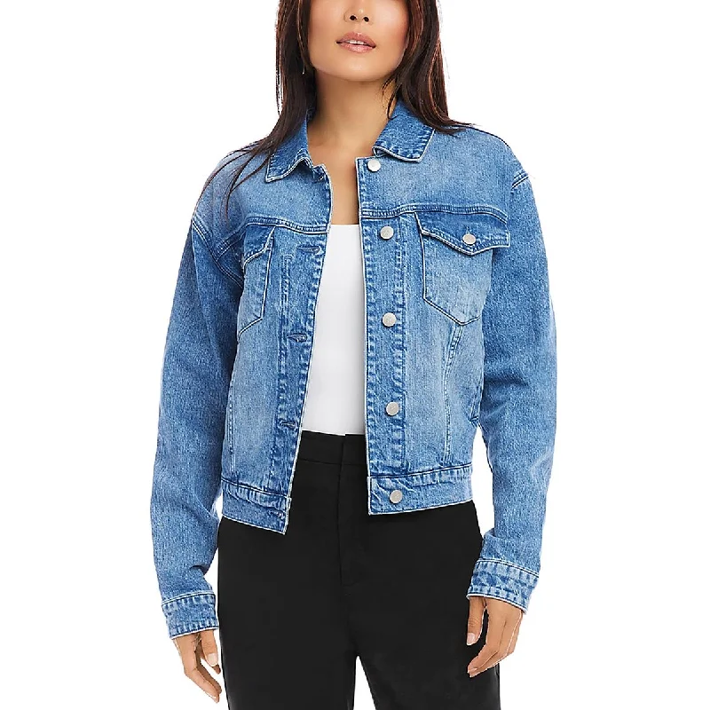 women's coats with asymmetrical hemsWomens Solid Outerwear Denim Jacket