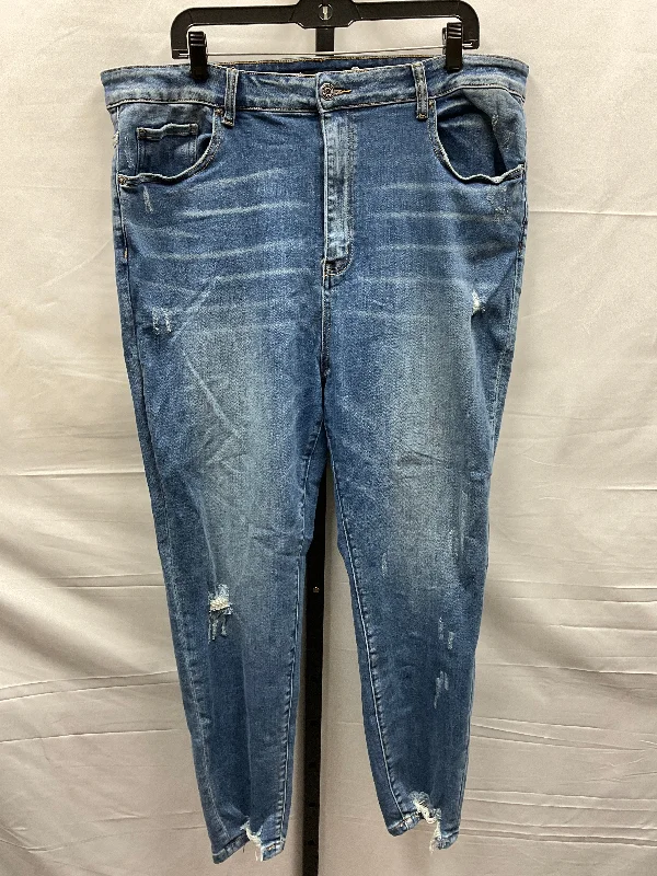 women's denim jeans for everyday wearBlue Denim Jeans Skinny Risen, Size 3x