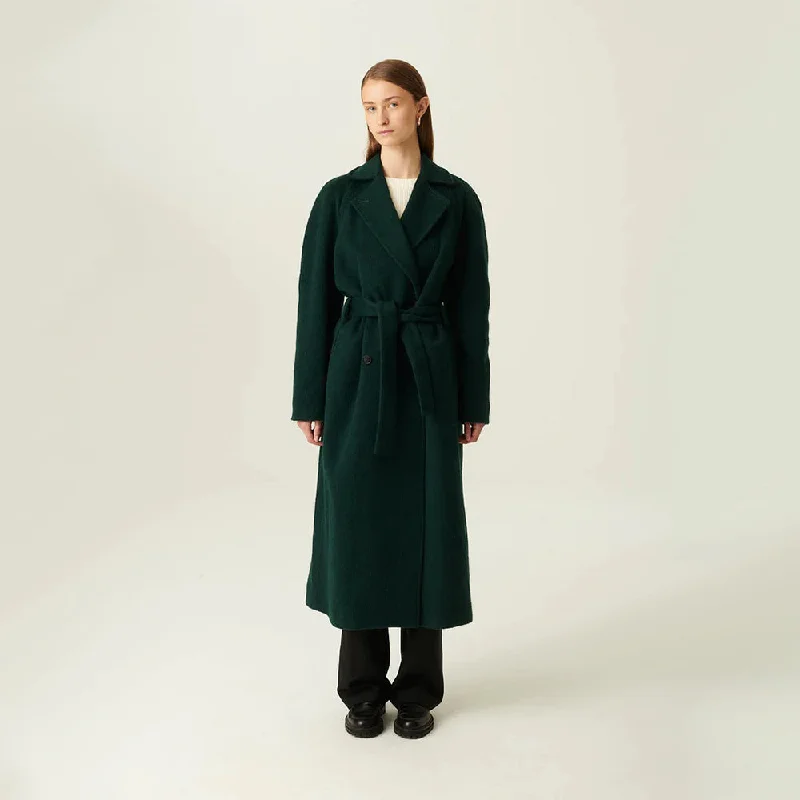 women's coats for petite womenCabrina Solid Heavy Wool Oversized Coat (Dark Green)