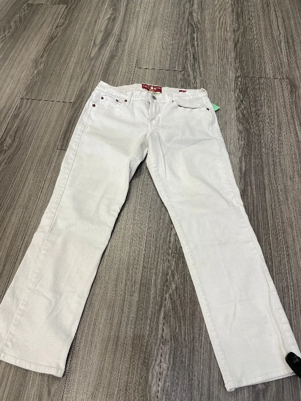 women's denim jeans with embroidered back pocketsWhite Jeans Cropped Lucky Brand, Size 6