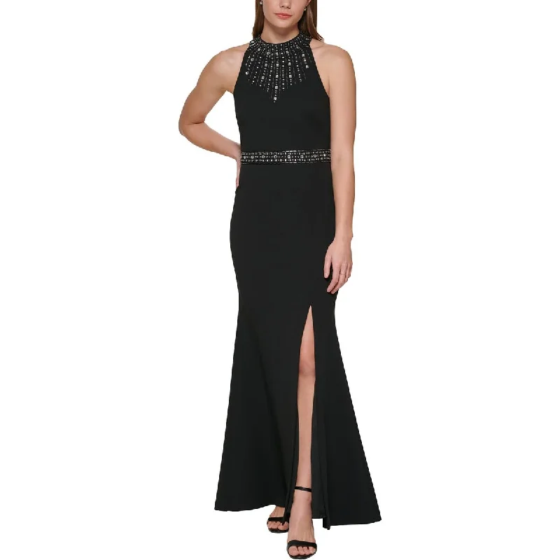 Scoop-Neck DressVince Camuto Womens Embellished Halter Evening Dress