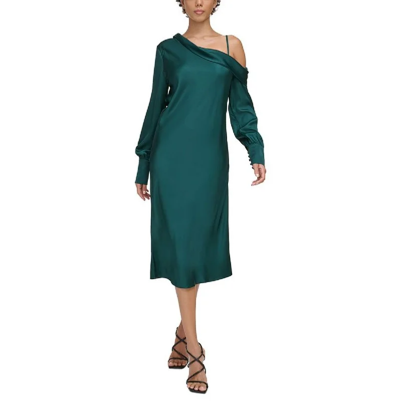 Peplum Hem DressDonna Karan Womens Off Shoulder Long Sleeve Evening Dress