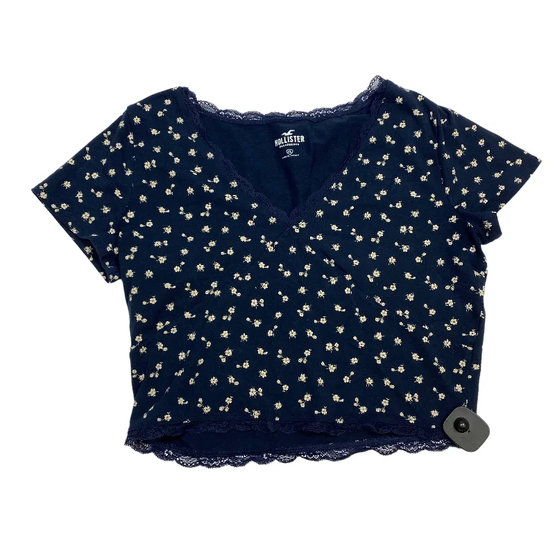 women's tops with floral printsTop Short Sleeve By Hollister In Navy, Size: Xl