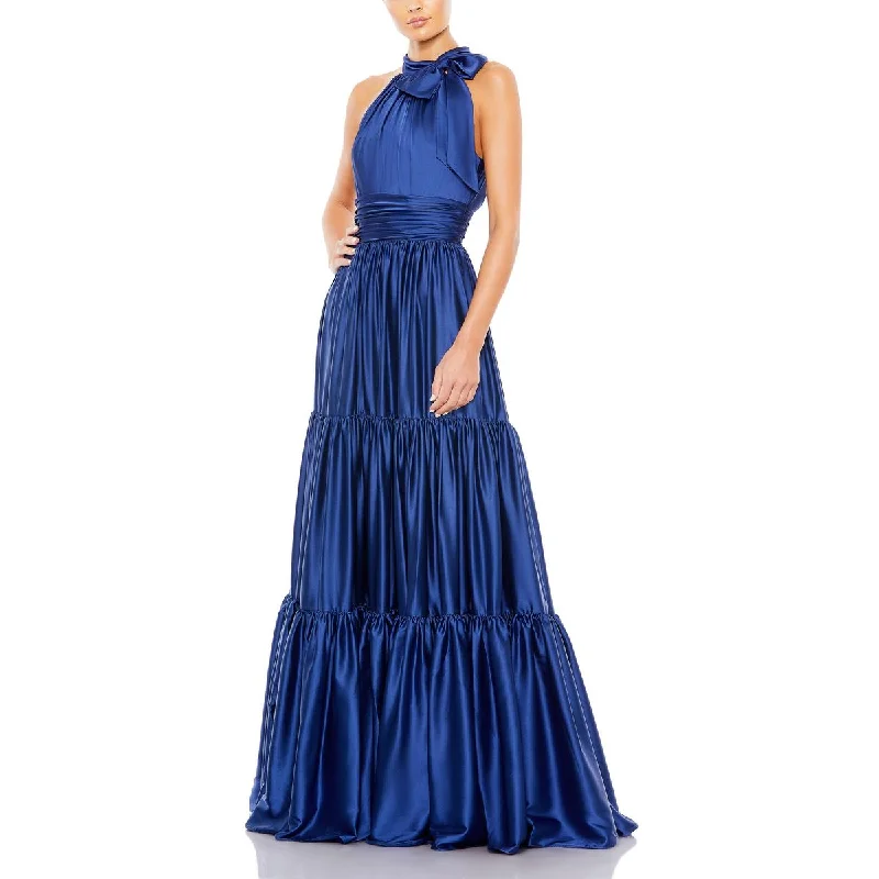 women's stretch dressesMac Duggal Womens Satin Halter Evening Dress