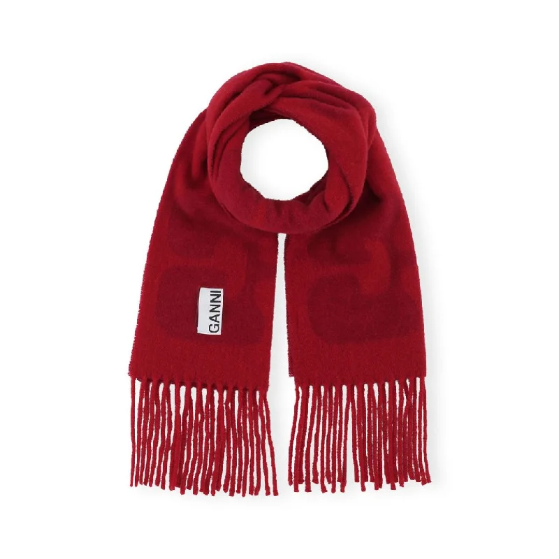 women's coats with button-down frontsNarrow Logo Scarf (Fiery Red)