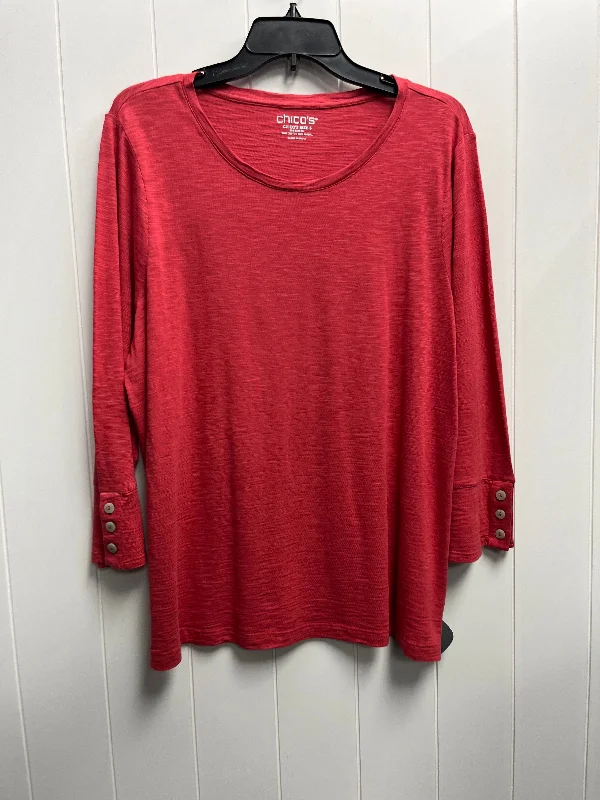 women's tops for those who prefer classic over trendy stylesTop Long Sleeve By Chicos In Red, Size: Xl