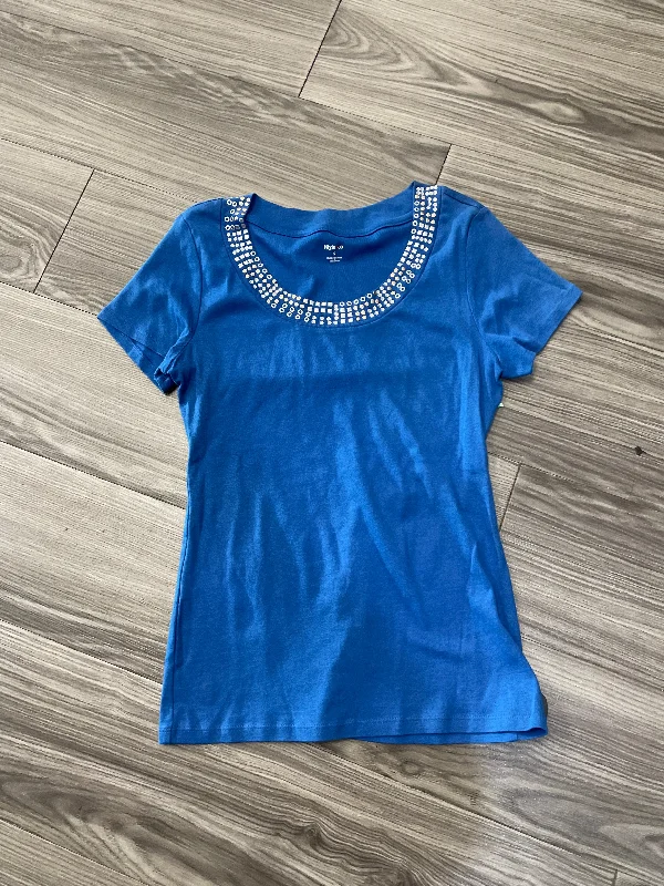 women's tops for gala dinnersTop Short Sleeve By Style And Company In Blue, Size: S