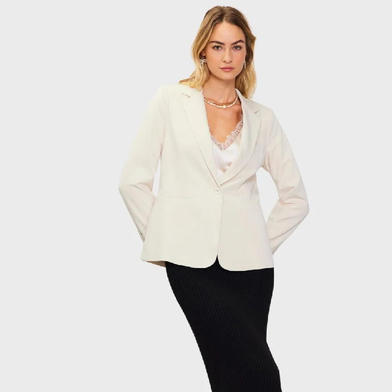 women's coats for travelTailored Single Button Blazer (Cream)