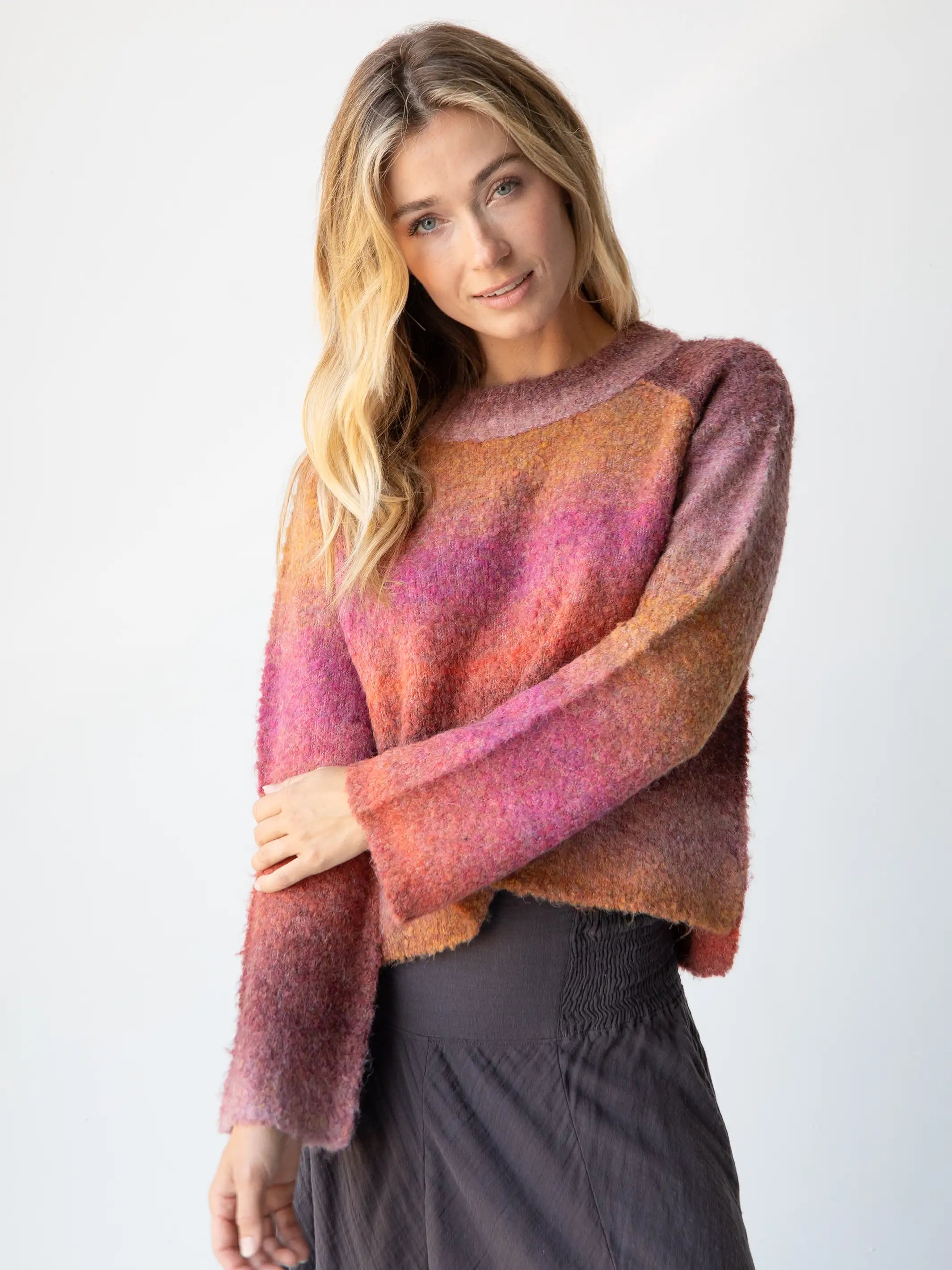 women's tops for those who love to mix and match prints and patternsAnnie Boucle Sweater - Pink