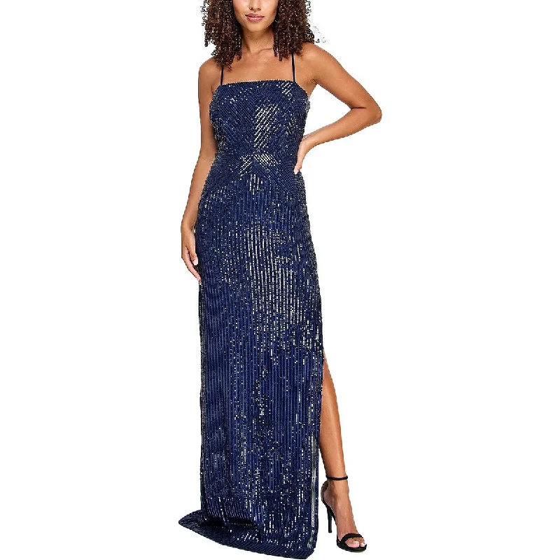 Cold-Shoulder DressEmerald Sundae Womens Juniors Sequined Padded Bra Evening Dress