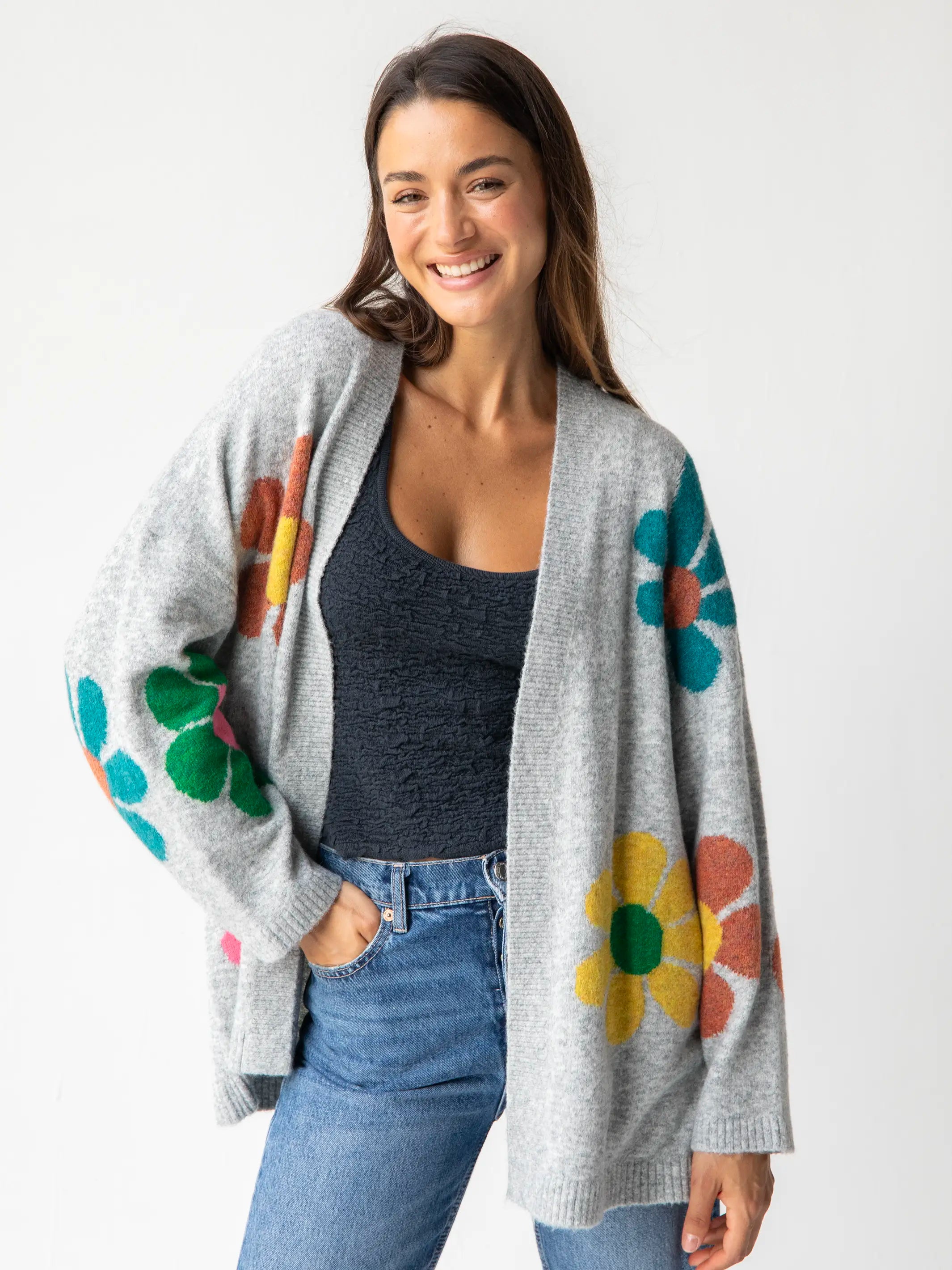 women's tops for those who want to create stylish and put-together outfits without spending a fortuneLexie Intarsia Cardigan Sweater - Light Grey Daisy