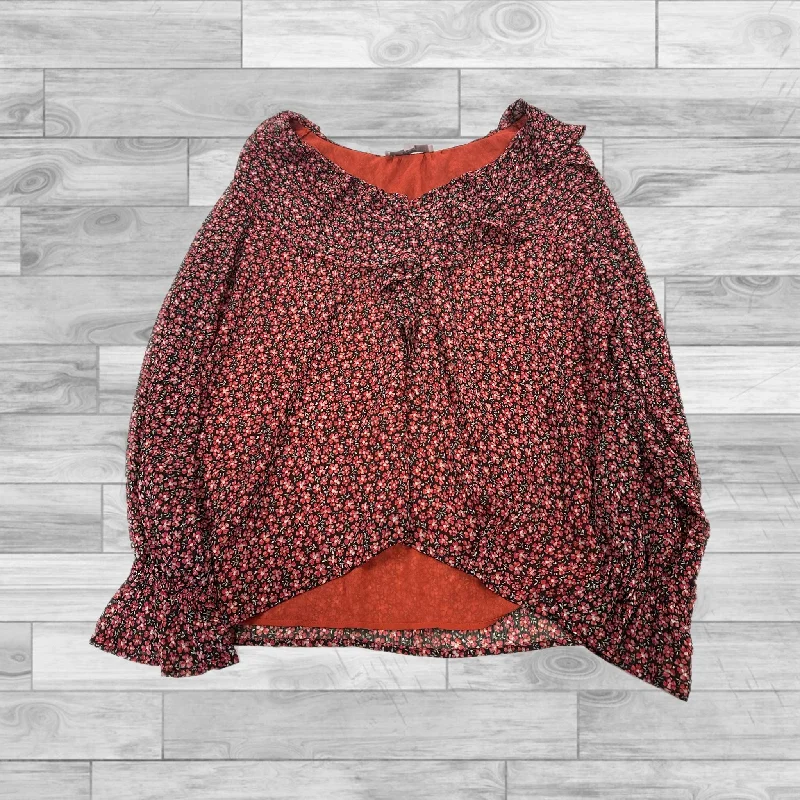 cropped women's topsTop Long Sleeve By Loft In Red, Size: Xl