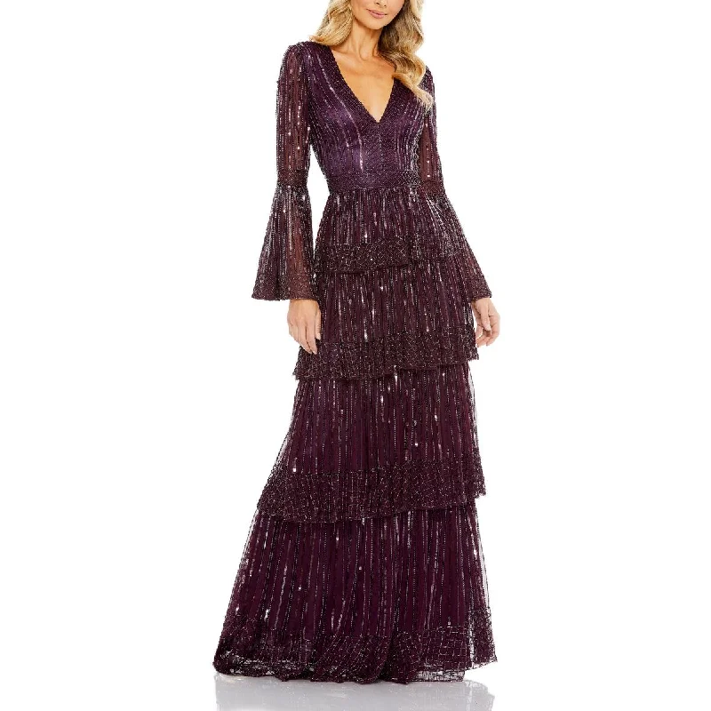 women's mini dressesMac Duggal Womens Beaded Tiered Evening Dress