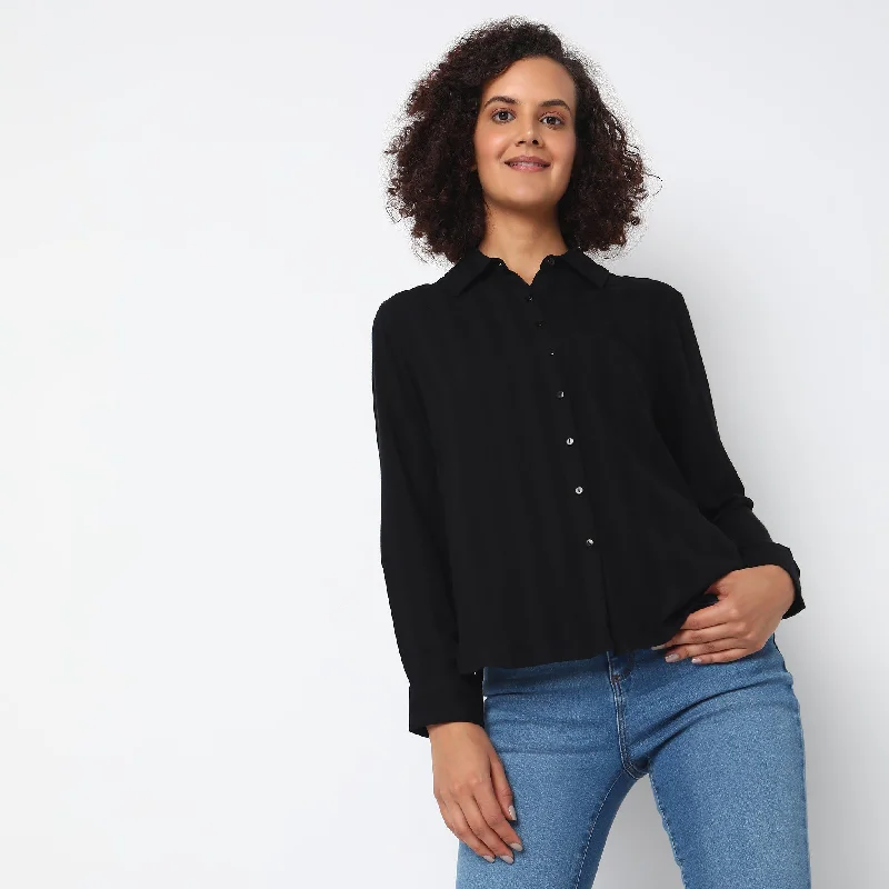 women's tops for those who want to create outfits that are both unique and memorableRegular Fit Solid Top