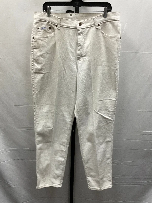 women's denim jeans with frayed edgesWhite Jeans Straight Lee, Size 18