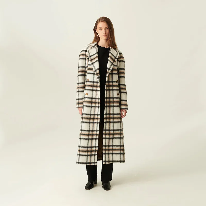 women's coats for apple-shaped bodiesCabrina Check Heavy Wool Oversized Coat (Light Grey Black Check)