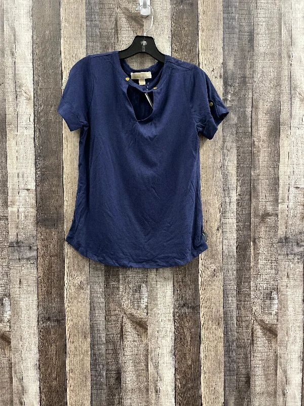 women's tops with asymmetrical designsTop Short Sleeve By Michael By Michael Kors In Navy, Size: S