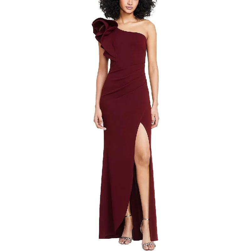 Trumpet DressEmerald Sundae Womens Juniors Crepe One-Shoulder Evening Dress