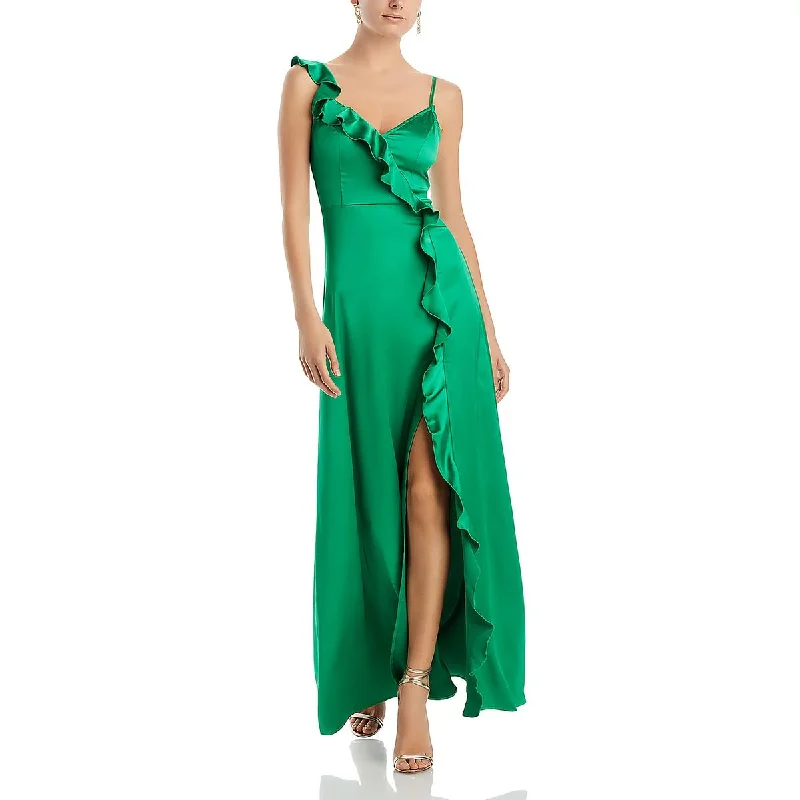 Tall Women DressYaura Womens Tiwalayo Satin Ruffled Evening Dress