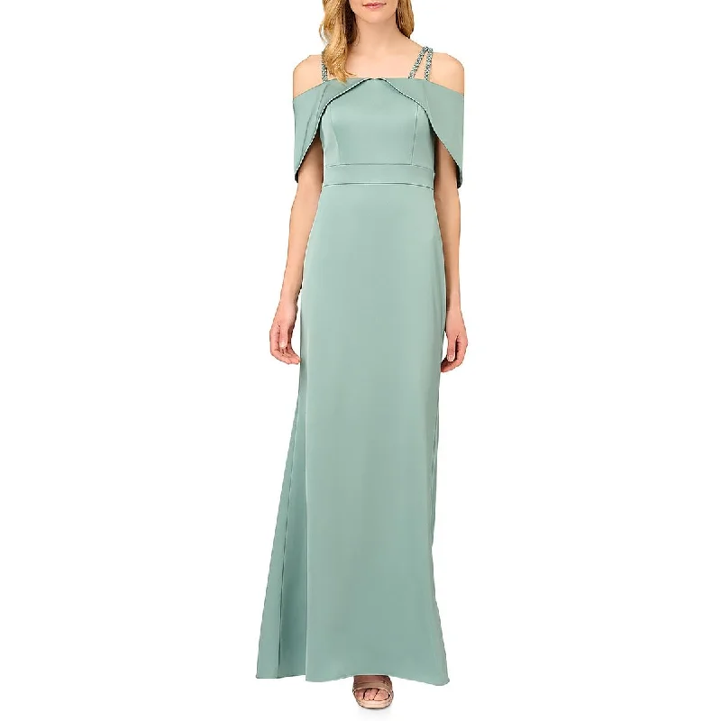 Laced-Up DressAidan Mattox Womens Satin Embellished Evening Dress