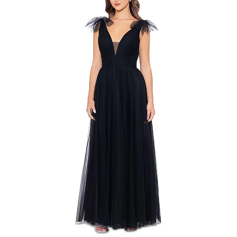 Tulle DressBetsy & Adam Womens V-Neck Sleeveless Evening Dress