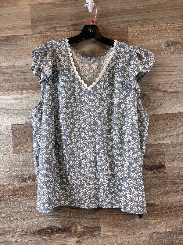 women's tops made from cottonTop Short Sleeve By Shein In Floral Print, Size: 3x