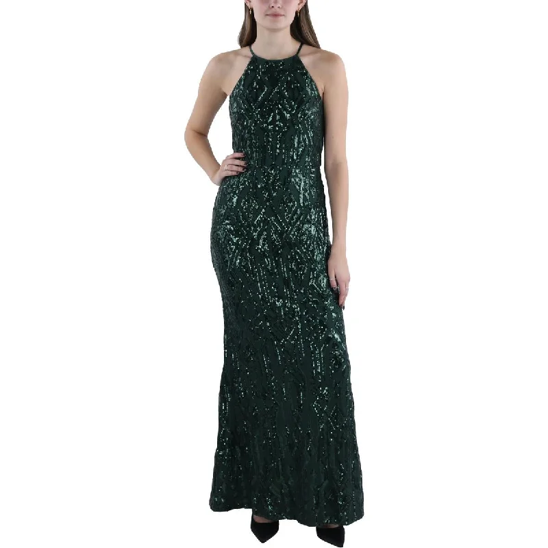 Elegant DressVince Camuto Womens Sequin Halter Evening Dress