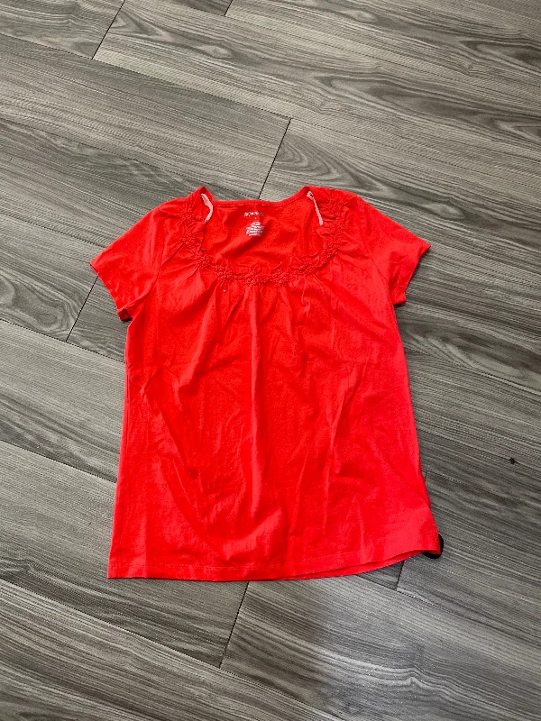 women's tops for minimalist aestheticsTop Short Sleeve By St Johns Bay In Red, Size: M