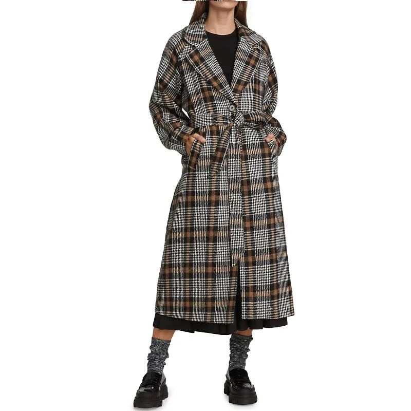 women's coats with pocketsCheck Coat (Black)