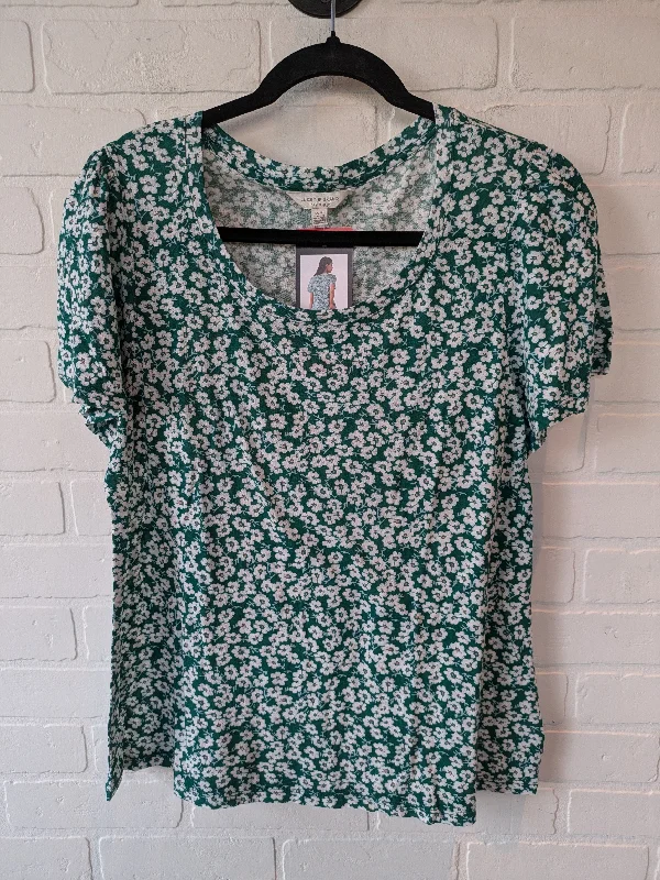 women's tops for those who want to stay cool and chic during warmer weatherTop Short Sleeve Basic By Lucky Brand In Green & White, Size: M