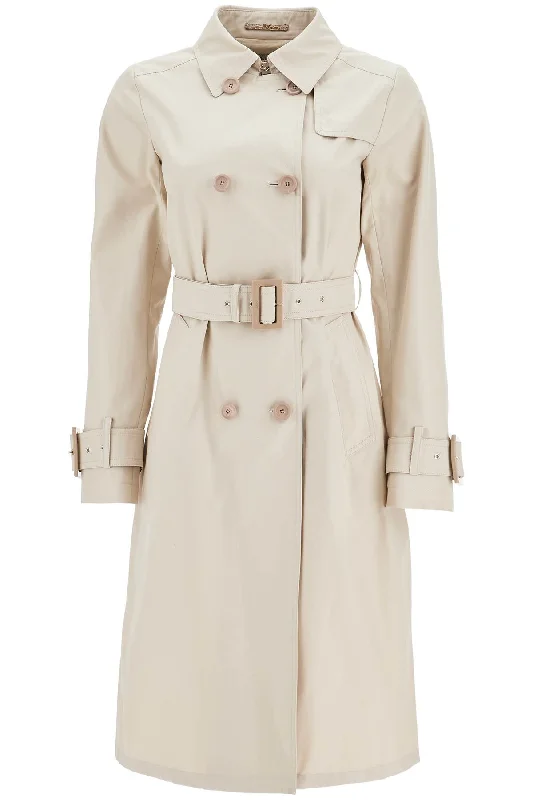 women's coats with cropped lengthsHerno Women's  Cotton Double-Breasted Trench Coat With Adjustable Sleeves