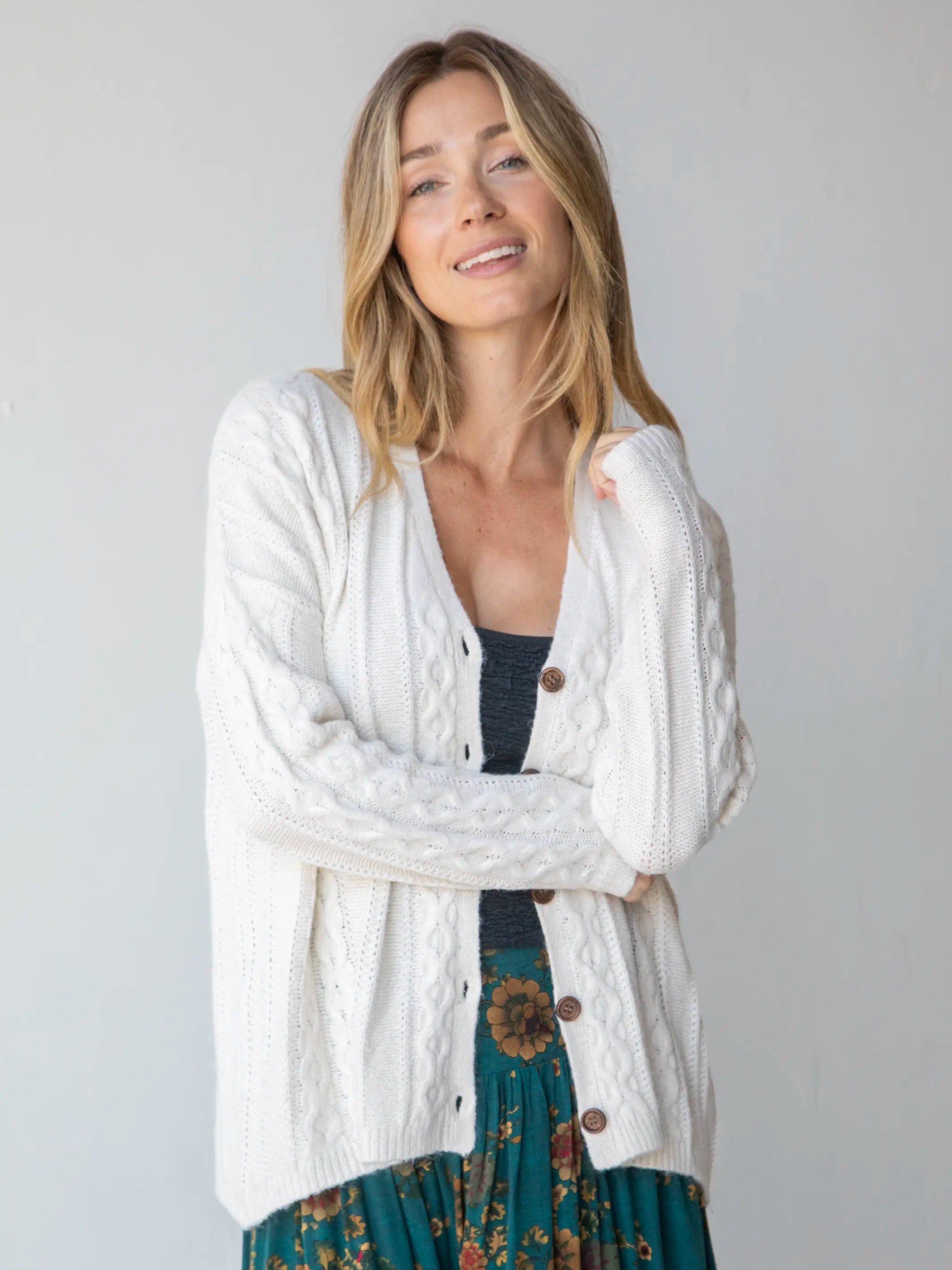 women's tops with lace-up frontsSo Soft Grandpa Cardigan - Off-White