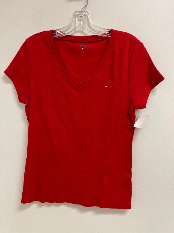 women's tops with unique designsTop Short Sleeve By Tommy Hilfiger In Red, Size: L