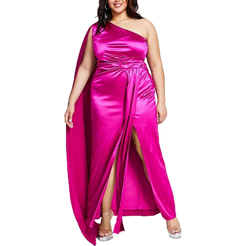 women's flutter-sleeved dressesCity Studio Womens Plus Satin Prom Evening Dress