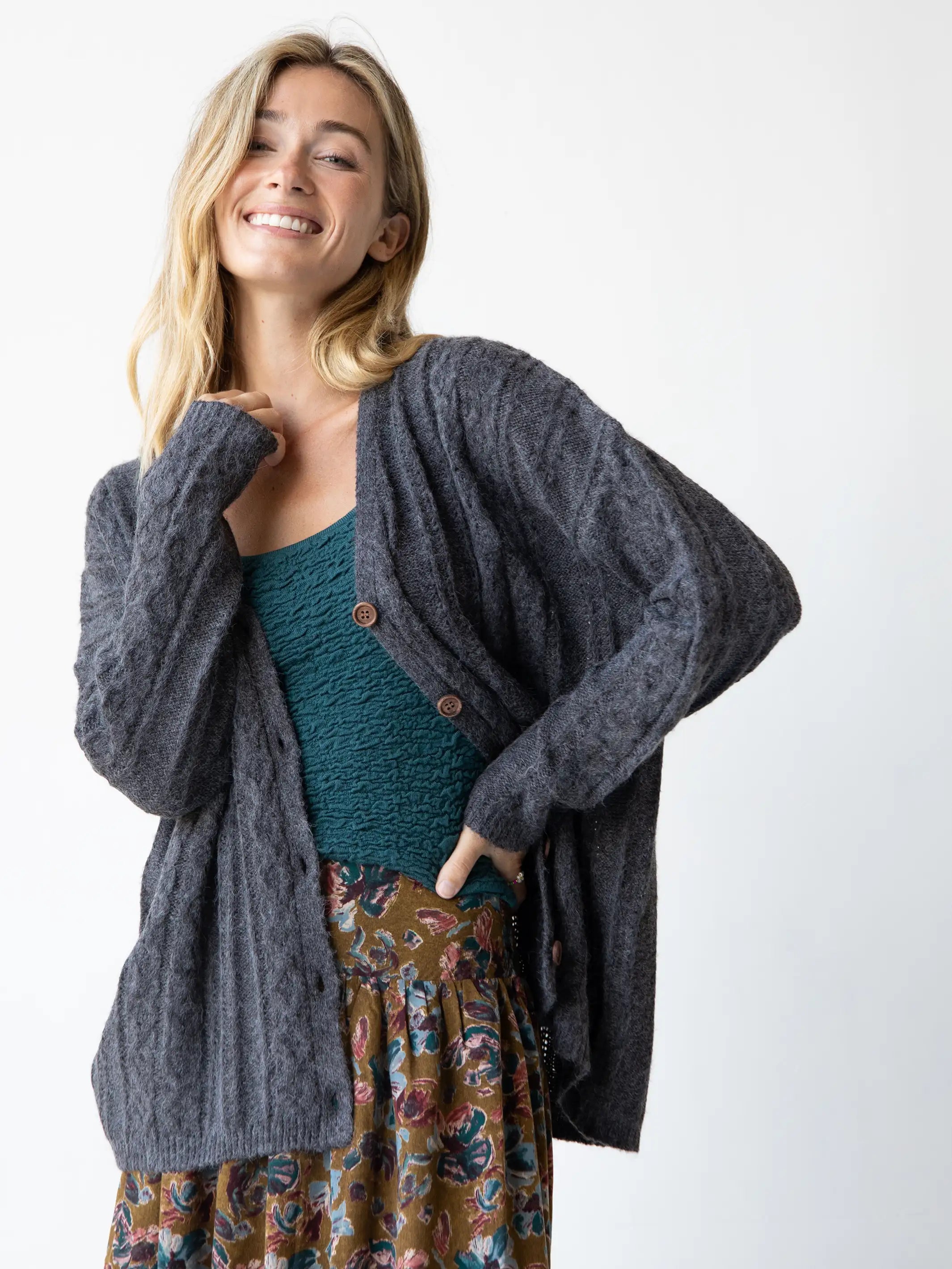 women's tops for those who appreciate subtle and muted tonesSo Soft Grandpa Cardigan - Charcoal