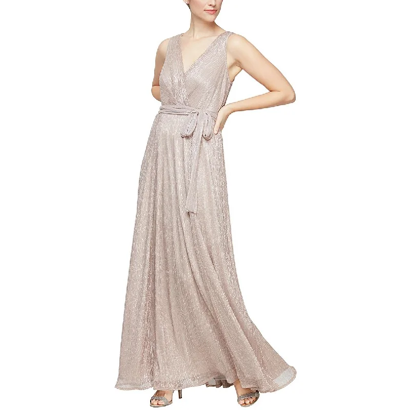 Velvet DressAlex & Eve Womens Metallic Surplice Evening Dress