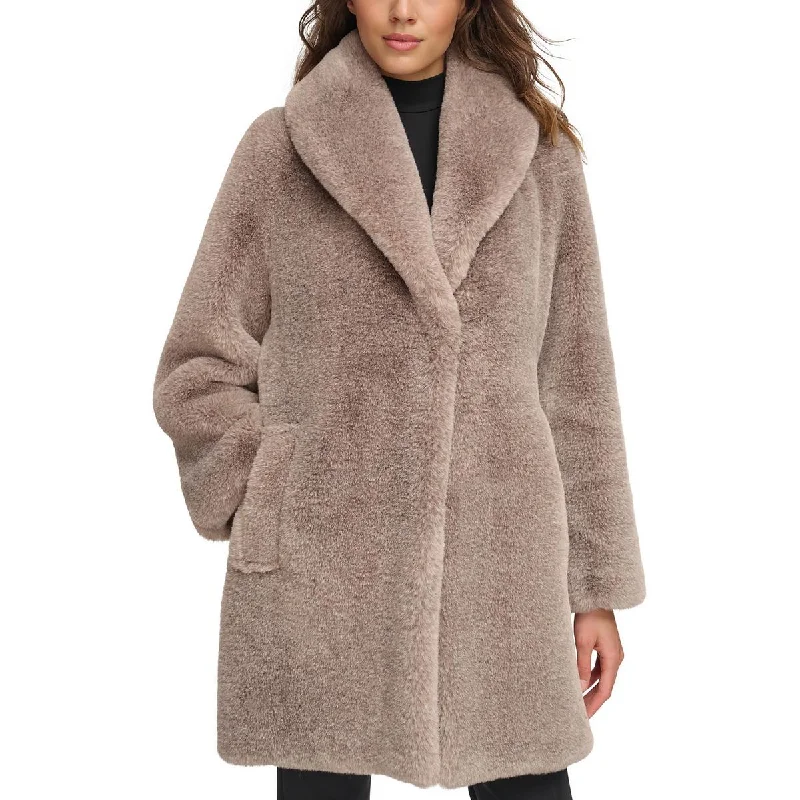 women's coats for breastfeeding mothersWomens Long Formal Faux Fur Coat