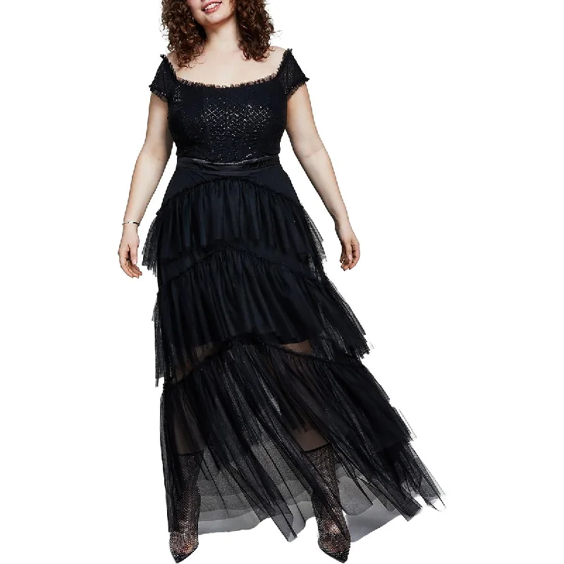 women's plus-size dressesCity Studio Womens Plus Tulle Glitter Evening Dress