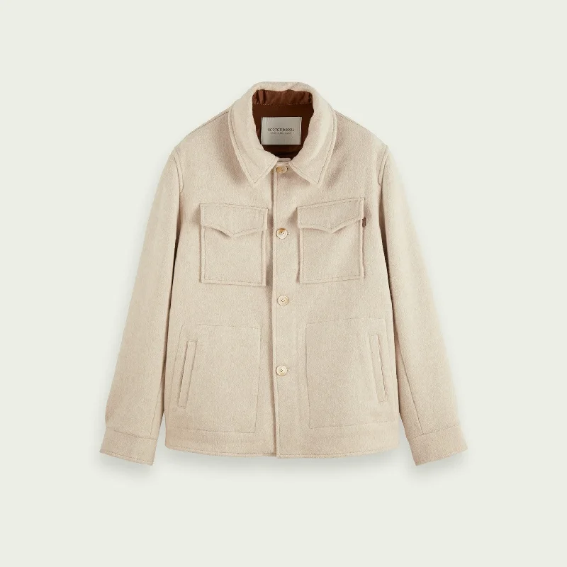 women's coats for countryside strollsWool Overshirt (Beached Melange)